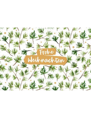 Doppelkarte. Green Karma X-MAS - Muster aus Tannenzweigen