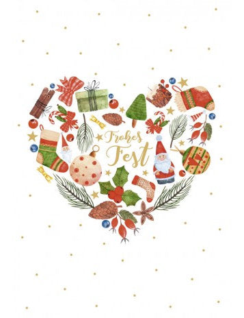 Doppelkarte. Green Karma X-MAS - Herz aus Weihnachtsillustrationen