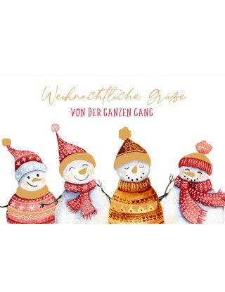 Doppelkarte. Green Karma X-MAS - Fröhliche Schneemänner