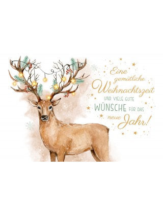 Doppelkarte. Green Karma X-MAS - Festlicher Hirsch
