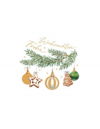 Doppelkarte. Green Karma X-MAS - Christbaumschmuck am Zweig
