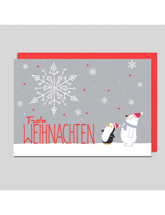 Doppelkarte. Schneemann u.Pinguin