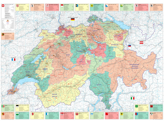 Wandkarte Bayern mit Polstleitzahlen (100 x 50 cm)