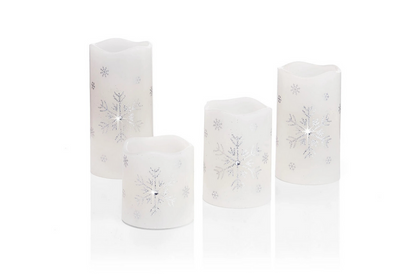 LED-Echtwachskerzen "Snowflake" 4er-Set