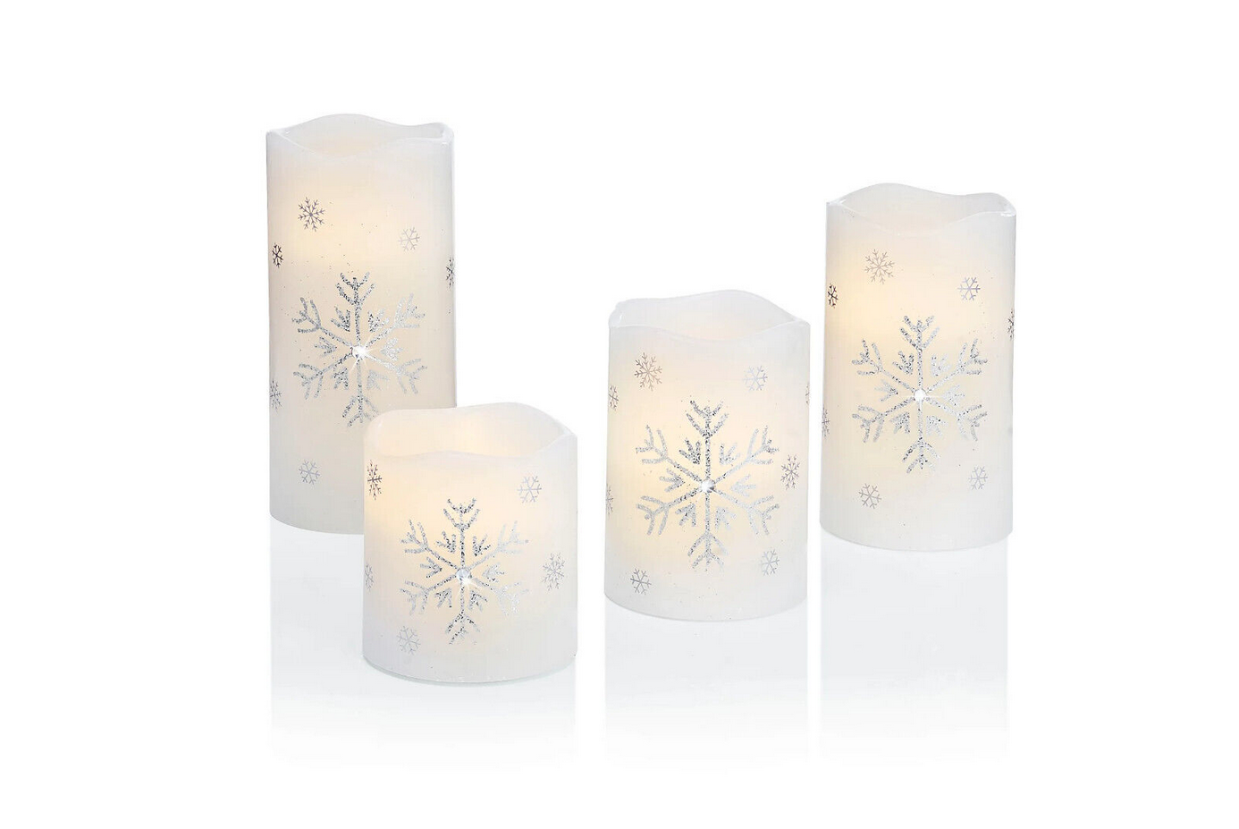 LED-Echtwachskerzen "Snowflake" 4er-Set