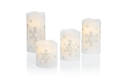 LED-Echtwachskerzen "Snowflake" 4er-Set