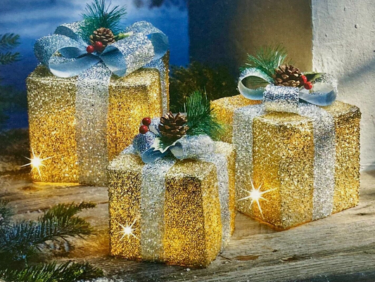 LED-Deko "Geschenke", 3er-Set