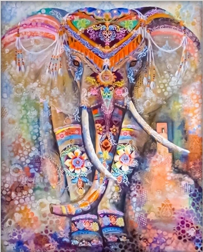 Diamond Painting "Bemalter Elefant" 40 x 50 cm