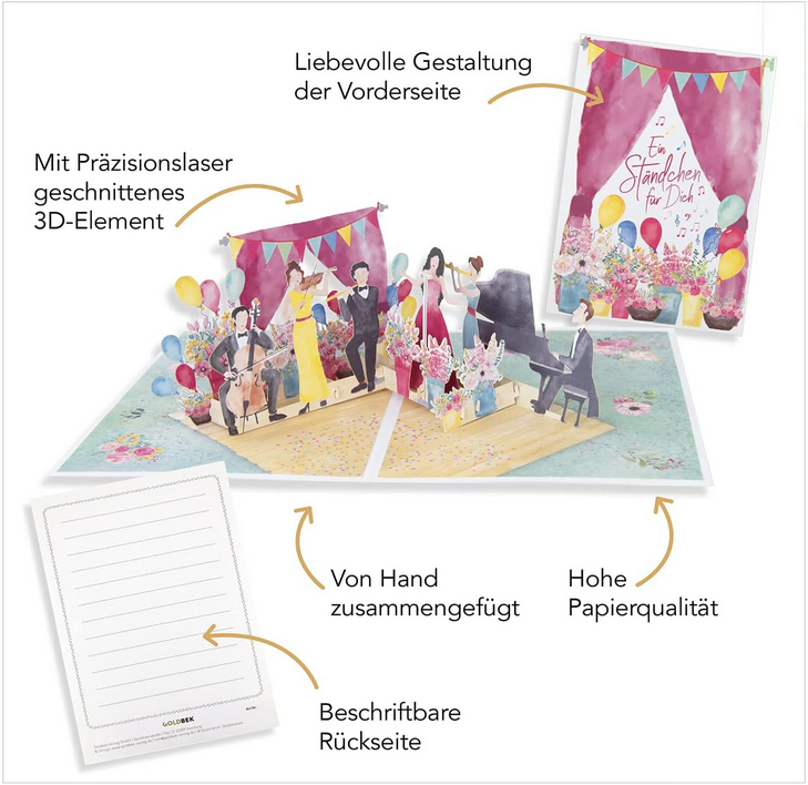 Pop-Up Karte "Ein Ständchen für Dich" (B6)