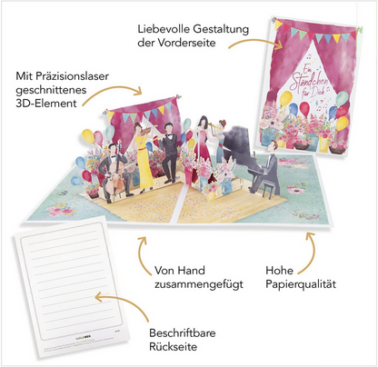 Pop-Up Karte "Ein Ständchen für Dich" (B6)