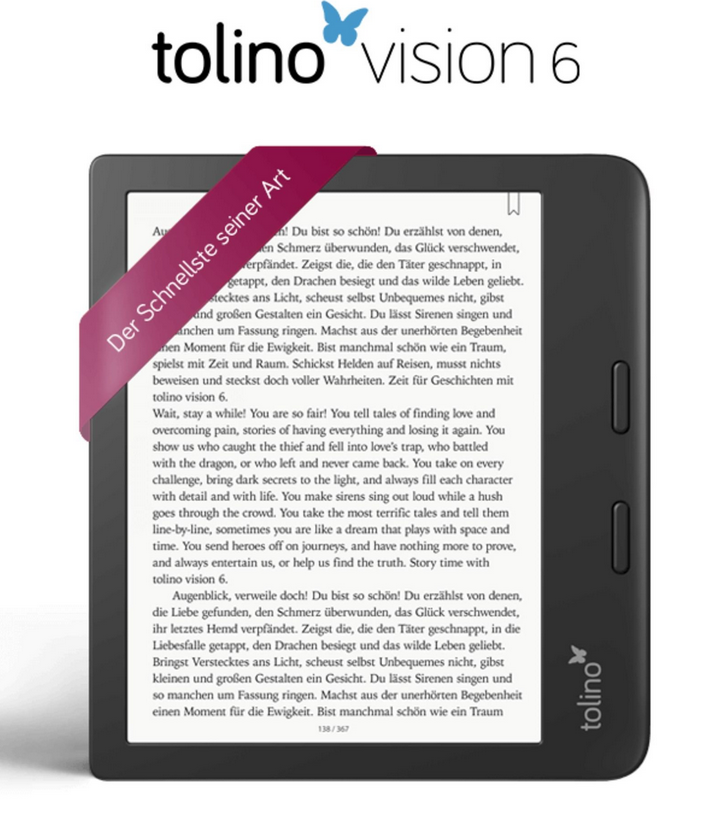 tolino vision 6 eBook-Reader - Ausstellungsgerät