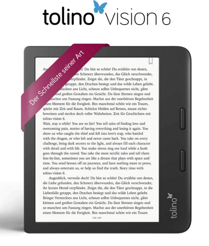 tolino vision 6 eBook-Reader - Ausstellungsgerät
