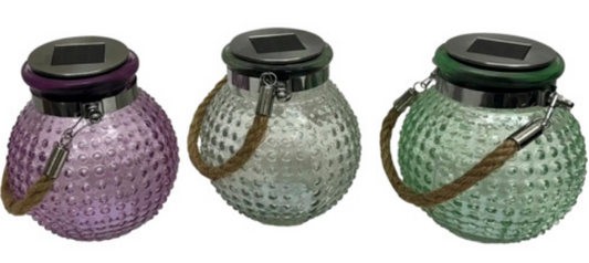 LED Solar Glas Windlicht Ass.
