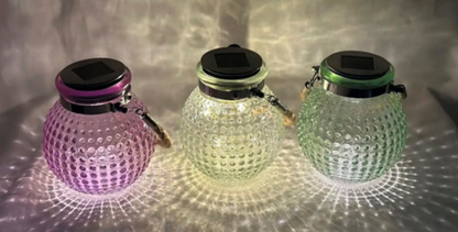 LED Solar Glas Windlicht Ass.