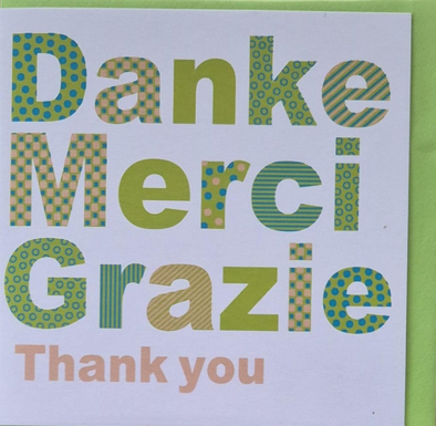 Danke, Merci, Grazie, Thank you (8 x 8 cm)
