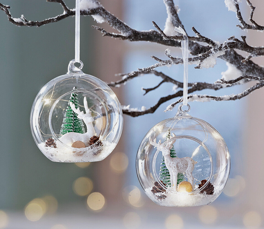 LED-Glaskugeln "Wintertime" 2er-Set