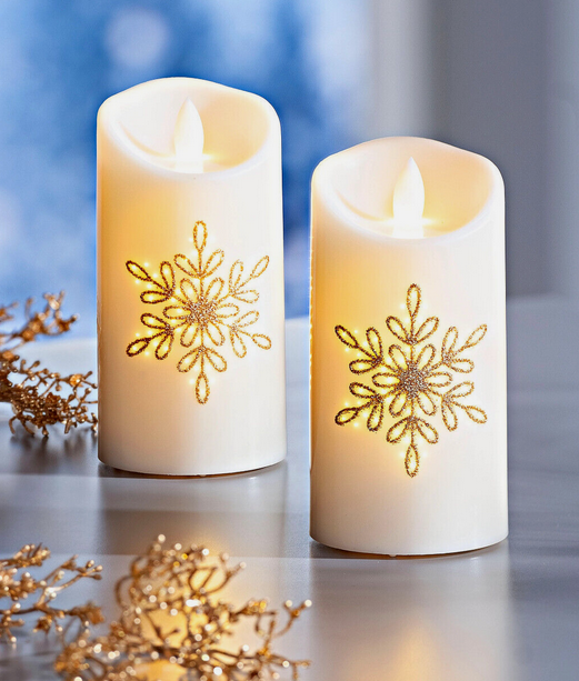 LED-Kerzen "Snowflake" 2er-Set
