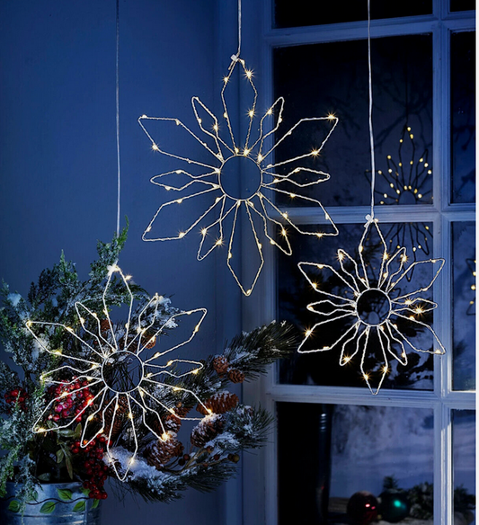 LED-Hängedeko Schneeflocke 3er-Set