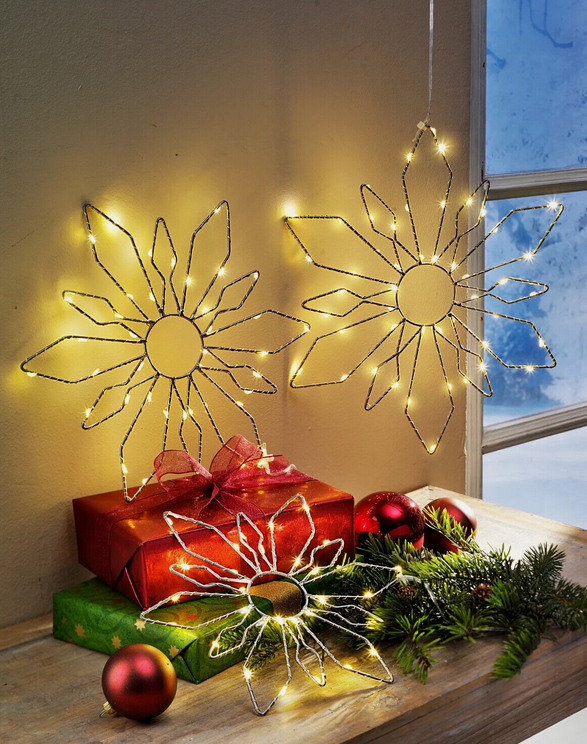LED-Hängedeko Schneeflocke 3er-Set
