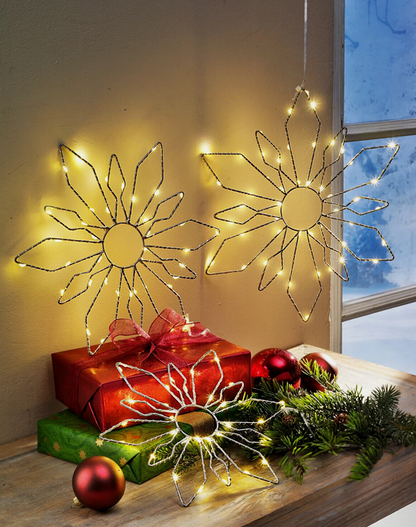 LED-Hängedeko Schneeflocke 3er-Set