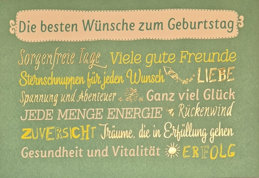 Die besten Wünsche zum Geburtstag  (B6)