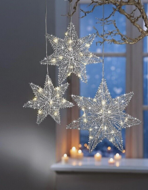 LED-Sterne Silver Star 3er-Set