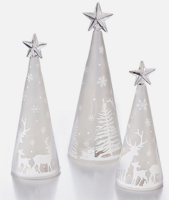 LED-Glaskegel Winterwald 3er-Set
