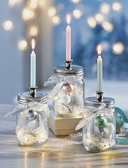 LED-Geschenkgläser mit Wunschkerzen 3er-Set