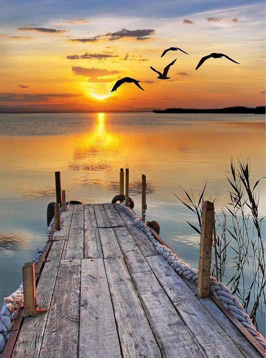 Diamond Painting "Sonnenuntergang Strand" 30 x 40 cm, 4er-Set