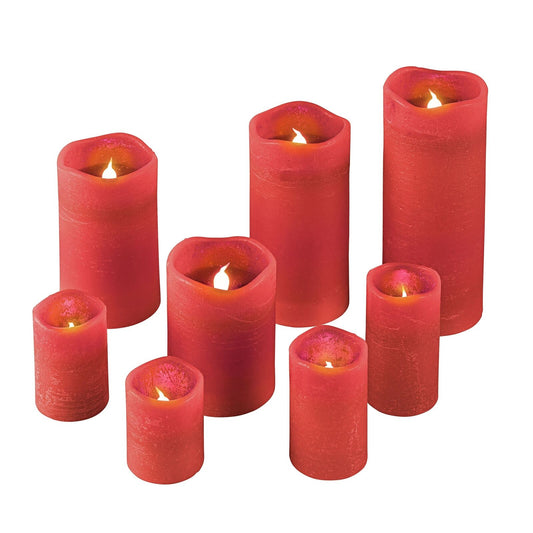 LED-Echtwachskerzen, 8er-Set (Farbe: rot)